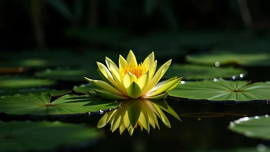 Hardy water lily in a deep pond