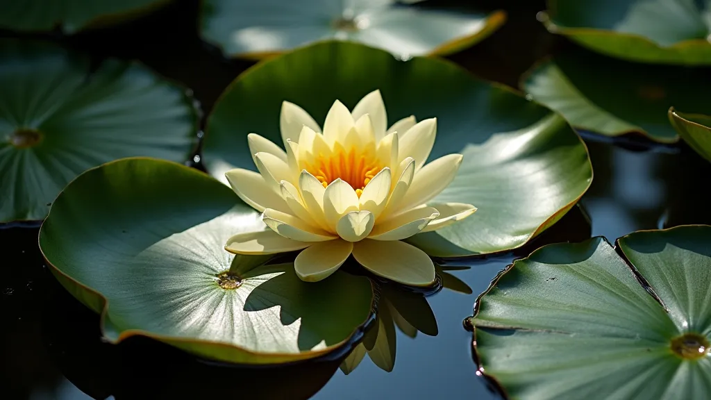 Hardy water lily with large leaves
