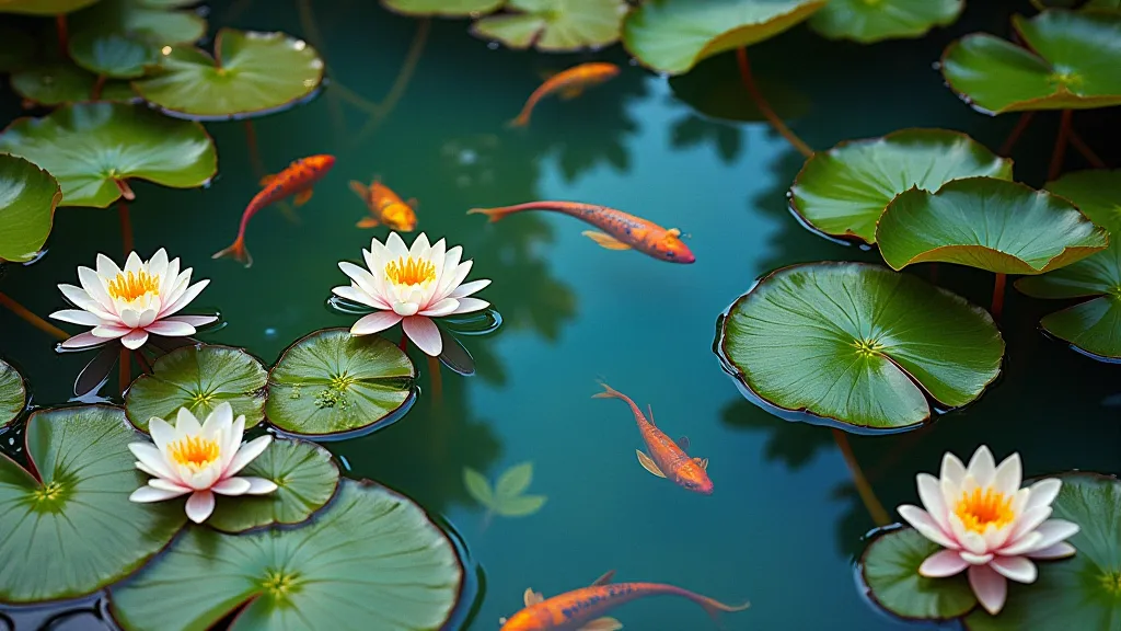Clear water lily pond