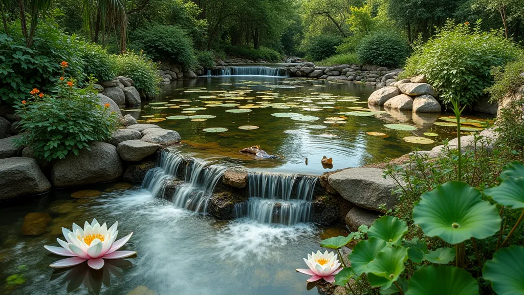 Tiered pond with Hardy and Tropical lilies