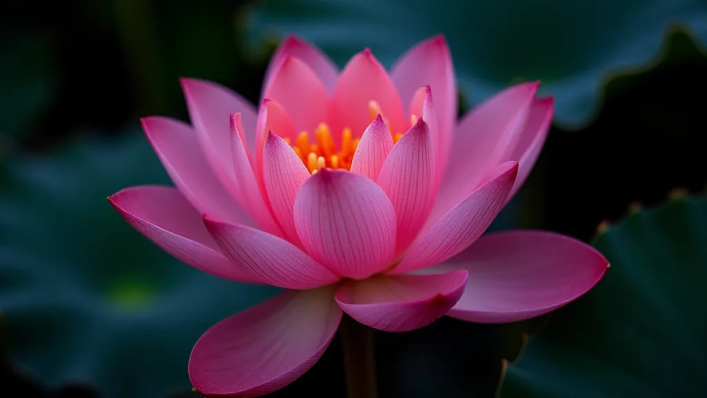 Tropical water lily flower blooming at night