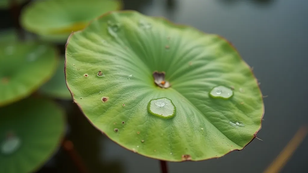 Water lily leaf with brown spots