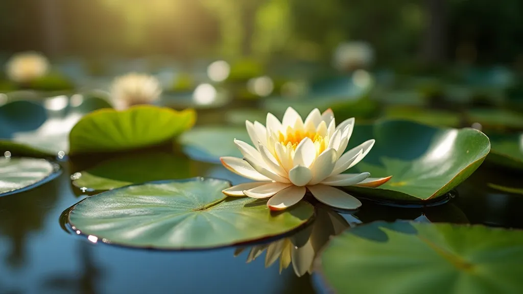 Water lily bloom in a pond